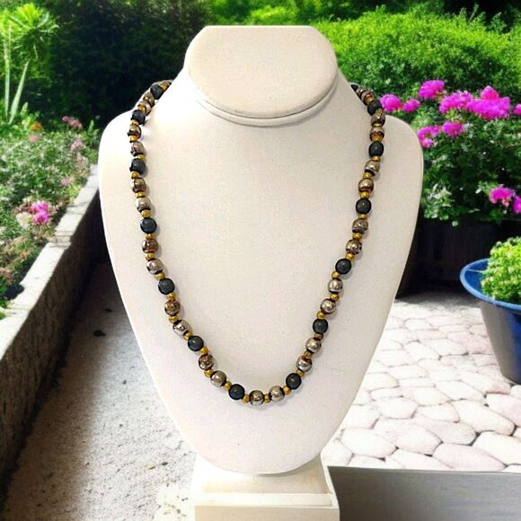 Metal Bead Chain Necklace Mixed Metals HEAVY Strand Biker Rocker Fairy Grunge - Picture 15 of 16